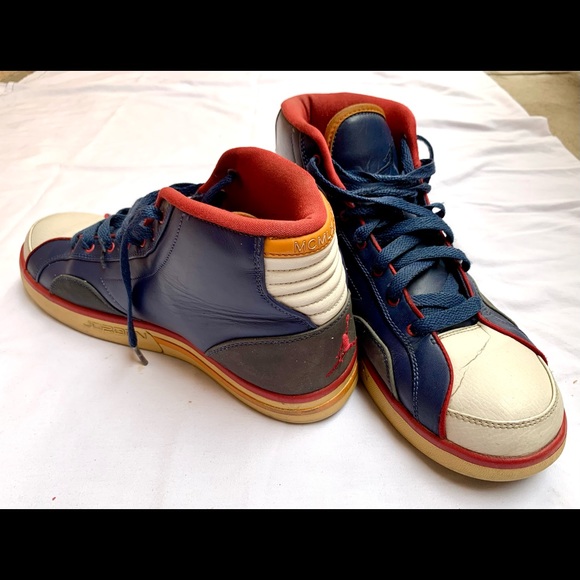 Air Jordan Nike High Top Shoe Blue White Orange Multicolor  - Size 10 - Picture 5 of 7